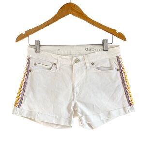 GAP Embroidered White High Waisted Denim Shorts